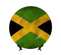 chenfandi Old Jamaican Flag 6in Decorative Plate, Bone China Plate, with Stand, Suitable for Study, Office, entryway, etc.