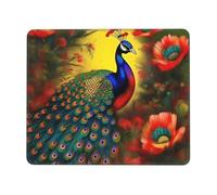 chenfandi Peacock flowers 10 x 12 inch Mouse pad, 3mm thick rubber base with stitched edges, suitable for laptops.