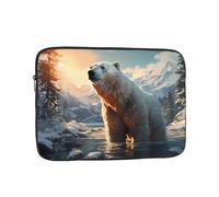 chenfandi Polar bear in winter 15 inch Laptop case, made of Oxford cloth with polyester foam padding, zipper opening, and portable design.