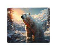 chenfandi Polar bear in winter 8.3 x 10.3 in Mouse pad, 3mm thick rubber base with stitched edges, suitable for laptops.