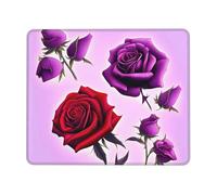 chenfandi Red And Purple Roses Square Mouse Pad With Stitched Edges And Non-Slip Rubber Base For Office Laptops, *8.3 X 10.3 In.