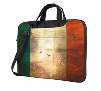 chenfandi Retro Irish flag 14 inch Laptop shoulder bag, double zipper design carrying bag, with shoulder strap and pocket.
