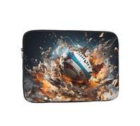 chenfandi Rugby on Fire 15 inch Laptop case, made of Oxford cloth with polyester foam padding, zipper opening, and portable design.