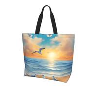 chenfandi seagulls by the sea Shoulder bag with main compartment and inner pocket, suitable for travel, work, gym, unisex.
