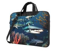 chenfandi Sharks under the sea 13 inch Laptop bag with double zippers, suitable for school and work.