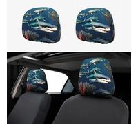 chenfandi Sharks under the sea 2-Pack Car Headrest Covers, Seat Cover Accessories, Car Headrest Protectors, Universal, Suitable for Cars.