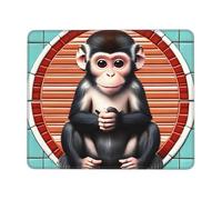 chenfandi The silent monkey 10 x 12 inch Mouse pad, 3mm thick rubber base with stitched edges, suitable for laptops.