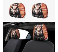 chenfandi The silent monkey 2-Pack Car Headrest Covers, Seat Cover Accessories, Car Headrest Protectors, Universal, Suitable for Cars.