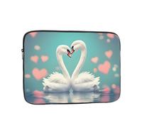 chenfandi The swan in love 13 inch Laptop case, made of Oxford cloth with polyester foam padding, zipper opening, and portable design.
