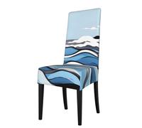 chenfandi Waves lapping at the rocks Kitchen chair covers, removable and washable, suitable for homes, restaurants, and banquet halls.