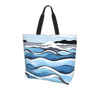 chenfandi Waves lapping at the rocks Shoulder bag with main compartment and inner pocket, suitable for travel, work, gym, unisex.