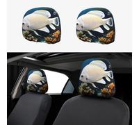 chenfandi White-golden fish 2-Pack Car Headrest Covers, Seat Cover Accessories, Car Headrest Protectors, Universal, Suitable for Cars.