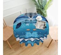 chenfandi winter the dolphin Round tablecloth, 60 inches (approx. 152 cm), foldable tablecloth, suitable for dining rooms, kitchens, etc.