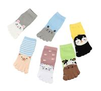 Chenflying 6 Pair Kids Toe Socks Cartoon Five Finger Cotton Socks Breathable Ankle Socks for Boys Girls (UK, Age, 3 Years, 7 Years, Regular, Multicolor)