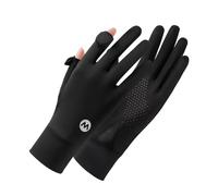 Chenflying Ice Silk Sunscreen Gloves UV Protection Mittens Non-slip Touch Screen Driving Gloves for Cycling Riding Golfing Hiking (Black, One Size)
