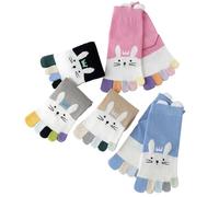 Chenflying Kids Toe Socks Boys Girls Cute Animal Cotton Five Finger Ankle Socks, 5 Pairs (UK, Age, 3 Years, 6 Years, Regular, Black+Khaki+Pink+Blue+Grey)
