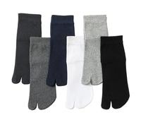 Chenflying Men's Tabi Flip Flop Socks Cotton Crew Two Toe Socks Athletic Running Ankle Socks, 6 Pairs