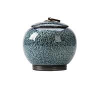 CHENGAIJIAN Tea Canister Kiln Change Tea Canister Ceramic Medium Storage Sealed Green Black Loose Leaf Fresh Set(Blue)
