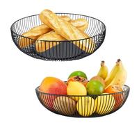 CHENGCKJ Pack of 2 Metal Fruit Bowls 27.5 x 9 cm Fruit Basket Black Matt Fruit Bowl Design Openwork Decorative Fruit Basket Storage Wire Basket Modern Gift Basket for Vegetables Fruit Bread