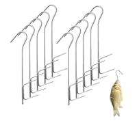 CHENGCKJ Smoking Hooks Pack of 10 Stainless Steel Fish Smoking Hooks 21 cm Smoking Accessories Fish Hooks for Smoking H-Shape Claws of Fish Meat Cheese Sausage
