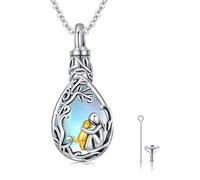 CHENGHONG Ashes Necklace for Dog 925 Sterling Silver Cremation Jewellery Moonstone Dog Urn Necklace for Ashes Keepsake Memorial Gifts for Women…