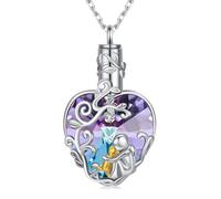 CHENGHONG Ashes Necklace for Dog 925 Sterling Silver Crystal Cremation Jewellery Pendant Cremation Jewellery Keepsake Memorial Gifts for Pet Dog Women