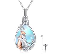 CHENGHONG Ashes Necklace for Dog 925 Sterling Silver Labrador Moonstone Dog Urn Necklace for Ashes Pendant Cremation Jewellery Keepsake Pet Memorial Gifts for Labrador Women…