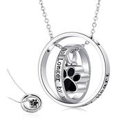 CHENGHONG Ashes Necklace, Urn Necklace for Ashes 925 Sterling Silver Paw Print Forever in My Heart Dog Urn Pendant Cremation Jewelry Pet Puppy Dog Gifts for Women