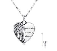 CHENGHONG Ashes Necklace, Urn Necklaces for Ashes 925 Sterling Silver Ashes Keepsake Cremation Pendant A Piece of My Heart is in Heaven Ashes Jewellery for Mum Dad Women Men Dog