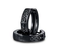 CHENGHONG Black Ankh Earrings for Men 925 Sterling Silver Black Celtic Hoop Earrings Viking Norse Rune Jewellery for Women Husband Wife