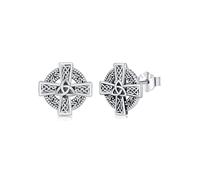 CHENGHONG Celtic Cross Earrings 925 Sterling Silver Celtic Knot Stud Earrings Irish Gifts for Men Women