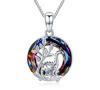 CHENGHONG Dinosaur Necklace for Women 925 Sterling Silver Dinosaur Pendant with Crystal Necklace Cute Animal Dinosaurs Jewellery Birthday Dinosaur Gifts for Women Girls Kids Friends