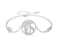 CHENGHONG Giraffe Bracelet for Women 925 Sterling Silver Infinity Love Heart Symbol Charm Adjustable Chain Bracelet Family Giraffe Jewellery Gifts for Mum Daughter