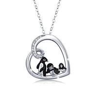 CHENGHONG Penguin Necklace Sterling Silver Heart Pendant Necklaces Lucky Cute Animal Jewellery Penguin Gifts for Women Girls