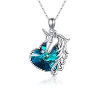 CHENGHONG Unicorn Necklace Pendant 925 Sterling Silver Unicorn Pendant Crystal Necklace for Girls Lucky Unicorns Jewellery Kids Girlfriend Daughter