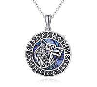 CHENGHONG Wolf Necklace 925 Sterling Silver Retro Viking Necklace Wolf Head Amulet Ornaments Pendant Necklace Viking Jewellery Gifts for Men Women…