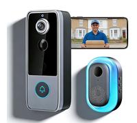 chenghuayu Purepeeki Camera Doorbell - HD Camera with Night View, Motion Detection Alerts, Two-Way Audio & App Live View, Wireless Install for Front/Back Door - Ideal for Flats, Houses & Rented Homes