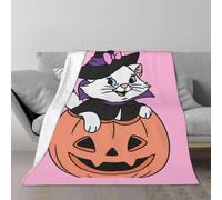 CHENGHUO Aristocats Blankets for Children's Beds, Cuddly Blanket, Children's Cuddly Blanket, Marie Cat Gift for Girls, Pink Blanket, Sofa Deck, Blanket (D, 100 x 135)