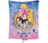 CHENGHUO Sailor Moon Cuddly Blanket, 150 x 200 cm, Anime Blanket Children, Soft Flannel Blanket, Soft Fleece Blanket, Sofa Blankets, Microfibre, Decoration for Room (A, 100 x 135 cm)