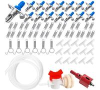 CHENGLAI Automatic Rabbit Watering System Kit Include 15 Nipple Drinker Feeders, 20ft Hose, Watering System Bucket Connector, Hole Opener, 6 Spring Latches for Rabbit Cage Doors
