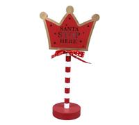 Chenglanhsjg Christmas Stop Here Decor Metal Solid Wood LED Delicate Santa Stop Here Tree Topper for Christmas Party (Crown)