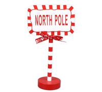 Chenglanhsjg Christmas Stop Here Decor Metal Solid Wood LED Delicate Santa Stop Here Tree Topper for Christmas Party (Rectangle)