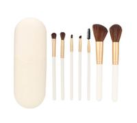 Chenglanhsjg Professional Makeup Brush Set with Textured Wooden Handle, for Cosmetic Application, 7-Piece Kit Including Storage Case, Soft Horse Hair Bristles, Even Foundation Blen