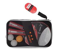Chenglanhsjg Table Tennis Paddles Set with Balls and Bag, Professional Wood Racket for Training, Competition, Indoor Outdoor Sports for Family Friends (Red)
