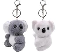 CHENGLI 2PCS Koala Keychain, Cute Animal Keychains, Australian Animal Keychains, Soft Koala Toys Plush key for Bag Car Key Handbag,Unisex Gift - White&Gray