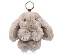 CHENGLI Bunny Keychain Soft Mini Plush Bunny Pompom Keychain Cute Bunny Keychain for Women Plush Bunny Bag Purse Pendant Gift for Women Girls Christmas Birthday Holiday-Khaki