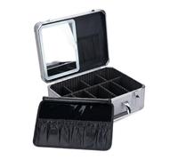 CHENGLIN Makeup Case with Lighted Mirror - Waterproof Travel Train Case, Cosmetic Organizer with Adjustable Dividers, Magnetic LED Mirror, Portable Makeup Suitcase for Women (Silver)