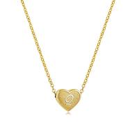 CHENGMEN Initial Necklace Alphabet Letter Q Engraved Tiny Cute Matte Heart Pendant White Gold Plated Stainless Steel Gold Necklaces Unique Jewellery for Women Girls
