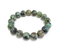 Chengmu 12mm African Turquoise Stretch Bracelet Round Stone Beads Semi Gemstone for Elastic Bracelet 8"