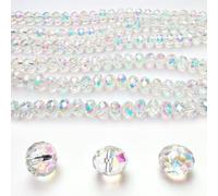 Chengmu 4mm Rondelle Glass Beads for Jewelry Making, Faceted Briolette Crytal Spacer Beads for Bracelet Necklace Earring, Pink with Green 1200pcs